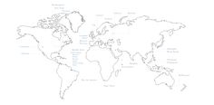 the world map is shown in black and white, with all its countries names on it