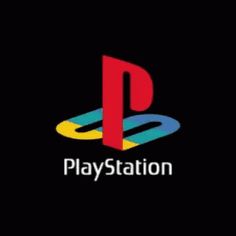 the playstation logo on a black background