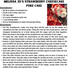 a recipe for strawberry cheesecake is shown in this article, with information about the ingredients