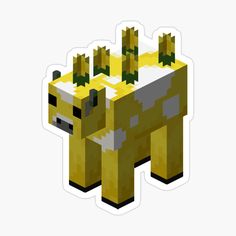 an animal made out of yellow and white pixellated paper on a gray background,