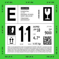 the back side of a green and white ticket for an event with information on it