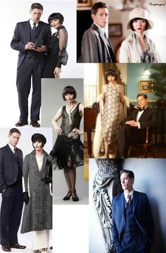 a collage of men and women dressed in vintage clothing