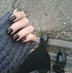 Black Nail Polish, Black Nail, Alice In Chains, All Black Everything, Short Nail Designs