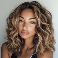 15 Hair Color Ideas for Brunettes: Must Try Black To Blonde Balayage Curly Hair, Beyonce Hair Inspiration, Chocolate Brown Hair With Beige Highlights, Curly Hair Color Ideas For Brown Skin, Highlights For Light Brown Curly Hair, Curl Color Hair, Dark Skinned Hair Color Ideas, Brown Hair Colors For Curly Hair, Olive Skin Balayage Hair