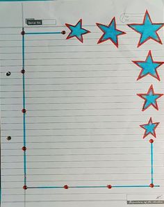 a piece of paper with red and blue stars on it