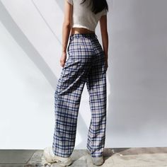 Brand Name: Tavimart Style: CasualWaist Type: HIGHDecoration: ButtonFabric Type: BroadclothPattern Type: PlaidPant Style: Wide Leg PantsMaterial: Cotton LinenFit Type: RegularLength: Full LengthClosure Type: Button FlyModel Number: JK2008282Front Style: Pleated High Waist Plaid Summer Pants, Plaid Straight Leg Cotton Pants, Plaid Cotton Straight Leg Pants, Trendy Plaid Cotton Pants, Casual Plaid Bottoms With Pockets, Casual Plaid Wide Leg Bottoms, Casual Plaid Bottoms With Button Closure, Plaid Trousers With Pockets, Plaid Cotton High-waisted Pants