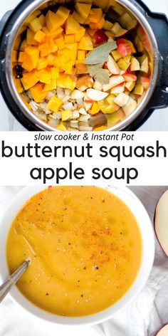 the ingredients to make butternut squash apple soup