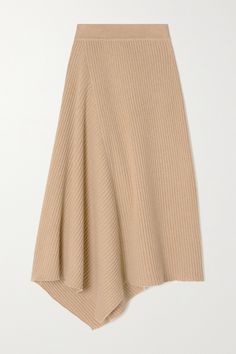 Loro Piana sustains and nurtures relationships with the nomadic herder communities of China and Mongolia to source its cashmere - the symbiotic partnership enables both groups to work in harmony with the land and seasons. Spun from the soft fiber, this midi skirt is draped in an asymmetric silhouette and ribbed for a thick handle. Wear yours with the matching 'Peanut Butter Mélange' sweater. Knit Skirt Outfit, Ribbed Skirt, Knitwear Fashion, Luxury Women Fashion, Fashion Attire, Loro Piana, Knit Fashion, Mongolia, Knit Skirt