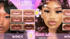 an image of various lips and makeup for the simse game love is blindfolded