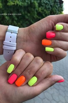 Summery Nails, Classic Nails, Bright Nails, Summer Acrylic Nails, Short Acrylic Nails Designs, Summer Nails Colors, Neon Nails