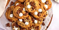 chocolate chip cookies with marshmallows on top