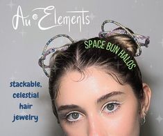 The ORIGINAL creator of the viral ★ SPACE BUN HALOS © 2023 ★  Take your classic space buns to the next level with these adorable metallic hoops! The simple design is meant to mimic the rings of Saturn. Simply pin the hoops into a small sized bun, and you're ready to go! (SOLD IN PAIRS)  Classic halo sets come in simple rings or colorful beaded rings. Depending on inventory, the shape and color of the beads may vary with each batch. Note that these hammer-strengthened hoops are made with flexible copper core wire. They will bend if pulled harshly. Gently pull the wire back into shape with your fingers and a microfiber cloth.   *Jewelry Care* -The halos are made of tarnish-resistant gold, silver, or black colored wire. Water will not damage the product, but it may cause the shine and quality Space Bun, Space Hair, Pink Halo, Rings Of Saturn, Upcycled Vintage Jewelry, Saturn Necklace, Beaded Hair Pins, Simple Rings, Space Buns