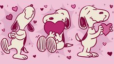 two cartoon dogs holding a heart in their paws and one dog with its mouth open