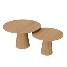 two wooden tables sitting next to each other