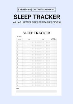 "Sleep Tracker Printable, Monthly Sleep Log, Sleep Quality Journal, Sleep Hours Tracker, Sleep Analysis Chart, Health Planner This is a printable SLEEP TRACKER to take your sleep routine to the next level. This Sleep Tracker will show you your sleep pattern to improve your sleep. Track and fill in your sleeping hours each day and be surprised at your pattern at the end of the month! Product information: - 3 different styles in A4, A5 & Letter Size - Instant download, print or use digitally - The template is also compatible with most Annotation Apps such as GoodNotes & Notability - Perfect for home or office use - Print as many pages as you need. - Simply print from your home printer, or send to a local printing shop. How to download, open and print these PDF files on your computer: * You c Printable Sleep Tracker, Hours Tracker, Sleeping Hours, Sleep Log, Health Planner, Sleep Routine, Tracker Printable, Sleep Tracker, Sleep Pattern