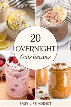 20 Healthy Overnight Oats Recipes! Dry Oats Recipes, Overnight Oats Toppings, Easy Overnight Breakfast Ideas, Easy Overnight Oats Healthy, Tasty Overnight Oats, Cardiac Recipes, Overnight Oats Recipe Breakfast, Overnight Oat Recipes, Over Night Oats