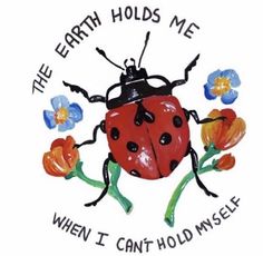 the earth holds me when i can't hold my self sticker is shown