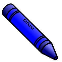 a blue crayon pencil with the word glue on it's end pointing upward