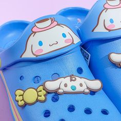 Stay comfy even when walking around the apartment by wearing these medium-sized blue sandals! Each slipper is decorated with kawaii illustrations of Cinnamoroll and cute rubber charms of his BFF Milk and candies! This pair is made from EVA or rubber-like resin material. Made from EVA resin One size fits most (women’s sizes): 23 cm / US 6-6.5 / EU 36-37 Blue Open Toe Sandals With Plastic Material, Blue Plastic Open Toe Sandals, Cute Plastic Slide Sandals, Casual Blue Plastic Sandals, Cute Blue Round Toe Sandals, Cartoon Style Open Toe Beach Sandals, Cute Non-slip Slide Flip Flops, Blue Open Toe Plastic Sandals, Cute Blue Slide Sandals