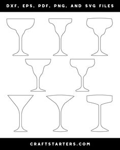 a set of wine glasses with different shapes and sizes to make it look like they are lined