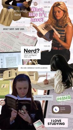 the collage shows several different people reading books