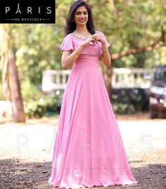 Pink Frocks For Women, New Gown Design, Gown Dress Party Wear, Fancy Gown, Cutwork Saree, Frocks And Gowns, Gown Party Wear, Maxi Design