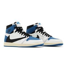 Nike Travis Scott Jordan 1’s Size 9.5. Never Worn Before, Comes With Original Box. Blue High-top Sneakers With Contrasting Heel, Travis Scott Shoes, Nike Travis Scott, Travis Scott Jordan 1, Nike Air Jordan 1 High, Nike Air Jordan 1, Air Jordan 1 High, Jordan 1 Retro High, Sneaker Collection