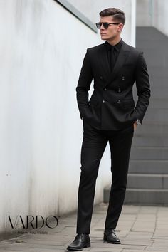 >>ORIGINAL ARTWORK AND CONTENT, PLEASE DO NOT COPY<< Black Double Breasted Tuxedo Wedding Suits for men - bespoke wedding suit - formal fashion suit- prom wear Discover the epitome of modern elegance with our Men's Black Double-Breasted Suit. Expertly tailored for a sharp and sophisticated look, this suit is a must-have for those seeking to make a lasting impression. Whether you're at a business event, special occasion, or simply stepping out in style, this is the suit that speaks volumes about your taste. Crafted with precision and attention to detail, its double-breasted design exudes authority and class. Be the best-dressed man in the room and make every moment count.  #TailoredPerfection #ModernElegance #DoubleBreastedStyle #BlackSuitMagic #MensFashionLeader #TimelessClassic Fabric  - Dark Black Suit Men, Black Suit For Men Formal, Taksido Suit Designs For Men, Black Suit Designs Men, Mans Suit Style, Terno All Black, Double Button Suit Men, Black Suit Styles For Men, Double Breasted Tuxedo Men