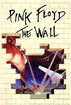 pink floyd the wall album cover with an image of a brick wall and a horse