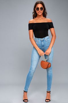 Harlen Black Bodysuit 5 Lulus Outfits, Summer Bodysuit Outfit, Bodysuit Outfit Women, Cut Tank Tops, Homecoming Fits, Shorts Street Style, Bodysuit Outfit Ideas, Low Cut Tank Tops, Black Fall Outfits