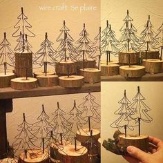 there are many small trees made out of wood