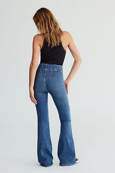 Forever flattering and flared jeans from our We The Free collection. **Fit:** Super high-rise, flared silhouette **Features:** Exaggerated yoking throughout, stretch denim fabrication, exposed button fly, flattering flat front and back **Why We | We The Free Jayde Flare Jeans at Free People in Medium Wash, Size: 32 All Jeans, Blue Fits, Flared Jeans, Bottom Clothes, Retro Inspired, Jeans Shop, Boho Outfits, Flare Jeans, Stretch Denim