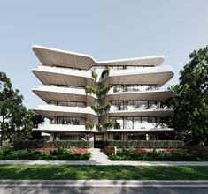 an artist's rendering of a building with many balconies on the top