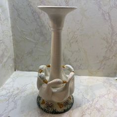 Vintage Porcelain Ceramic Taper Candle Holder Geese Goose Around Pillar 8" | eBay Candle Holder Ceramic, Ceramic Vintage, Taper Candle Holder, Wheel Throwing, Tea Party Wedding, Vintage Candle, Wedding Tea, Ceramic Candle Holders, Vintage Candle Holders