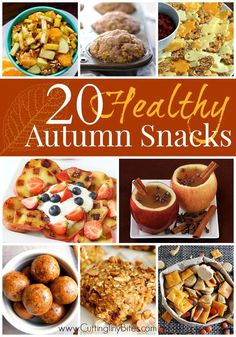 20 healthy autumn snacks with text overlay