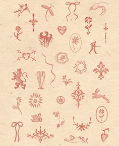 an old paper with many different designs on it