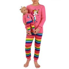 Silky-soft, smooth and easy to wear, these pajamas for kids will make your little daughter look forward to bedtime! Unlike hard, uncomfortable baby, infant, and kid pajamas that irritate your childs skin, our sleepwear is 100% breathable, non-sweat and hypoallergenic, to feel perfectly smooth on the skin. We accompany your kids pajamas with a matching set for her doll, to make them both look beautiful in the bedroom! Size: 10.  Color: Pink.  Gender: female. Unicorn Pajamas, Cotton Pajama Set, Cotton Pajama Sets, Unicorn Rainbow, Matching Pajamas, Pink Unicorn, Kids Outfits Girls, Cotton Pyjamas