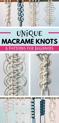 Come learn how to tie these unique (but still super easy) macrame knots for beginners and beyond! These are perfect for adding some visual interest to macrame wall hangings, plant hangers, and more | macrame for beginners | unique macrame knots | basic macrame knots | macrame tutorial | easy macrame patterns | DIY wall decor | macrame aestheticrn Macrame Patterns Beginner, Easy Macrame Patterns, Macrame Knots For Beginners, Macrame Wall Hanging Pattern Free, Hand Embroidery Patterns Free Printable, Macrame Knots Step By Step, Cross Stitch Patterns Free Disney, Beginners Quilt, Easy Sewing Patterns Free