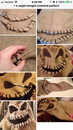 the instructions for making a jack - o'- lantern pumpkin pillow are shown in several different ways