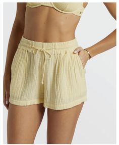 Yellow High-waisted Shorts For Beach, Yellow Beach Pajama Shorts, Yellow Short-length Pajama Shorts For Loungewear, Billabong Boardshorts, Billabong Shorts, Billabong Women, Yellow Shorts, Billabong, Mellow Yellow