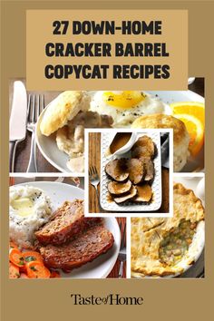 the cover of 27 down - home cracker barrel copycat recipes