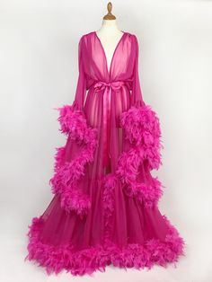 Pink Fluffy Robe, Walking The Dogs, Josephine Baker, Feather Trim, The Dogs, Dressing Gown, Adult Costumes, Dog Walking, In Hot