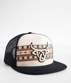 Lost Calf Luka Trucker Hat - Black/Cream , Men's Brown Embroidered logo southwestern graphic snapback hat One size fits most. Apparel & Accessories > Clothing Accessories > Hats Western Flat Bill Hats, Western Style Adjustable Baseball Cap With Flat Brim, Western Style Adjustable Flat Brim Baseball Cap, Western Style Adjustable Snapback Hat, Western Style Adjustable Snapback Hat With Flat Brim, Casual Snapback Hat With Flat Brim For Rodeo, Trucker Style Flat Bill Snapback Hat For Rodeo, Western Snapback Hat With Flat Brim, Western Style White Snapback Hat With Curved Brim