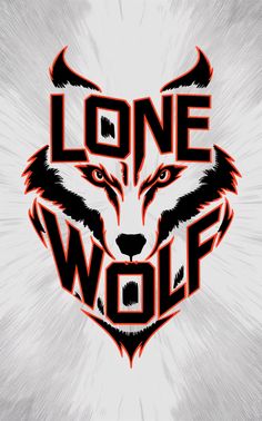 the lone wolf logo is shown in red and black on a gray background with white streaks