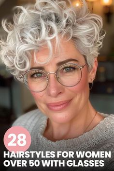 Click for More ➡️ | Save for Later ❤️  Discover the top 24 hairstyles that will make you look and feel fabulous! Whether you're looking for something chic, elegant, or easy to maintain, our guide has you covered.   Perfect for women over 50 with glasses, these trendy cuts and colors are sure to inspire your next salon visit. Find the perfect style to complement your features and update your look for 2024! Short Wavy Haircuts, Wavy Bob Haircuts, Bob Haircut Curly, Hairstyles For Women Over 50, Short Curly Haircuts, Medium Short Hair, Haircut And Color