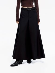 MO&Co. Women's Wool Blend Maxi Skirt A transitional wardrobe staple, this knitted midi skirt is crafted from a wool blend, lending the knit a subtle sheen. It features a high waist and inner inverted pleats at the front that create a graceful, flowing hem. Perfectly paired with our matching top for a chic and coordinated look. Please note, the waist belt is not included. Features : - High waist A-line maxi silhouette- Side pockets, front inner pleats- Button and zip closure Code: MBD1SKT034The b Knitted Midi Skirt, Knit Midi Skirt, Knit Midi, Gray Skirt, Mesh Bag, Matching Top, White Skirts, Waist Belt, Wardrobe Staples