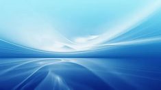 an abstract blue background with white lines and curves in the center, as well as some water