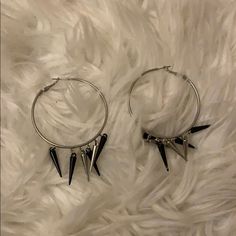 Never Wore Because Hoops Weren’t My Style Silver Punk Hoop Earrings For Party, Edgy Metal Hoop Earrings For Party, Punk Style Metal Hoop Earrings For Party, Punk Metal Hoop Earrings, Black Punk Hoop Earrings, Punk Style Black Hoop Earrings, Edgy Silver Hoop Earrings, Earrings Grunge, M Jewelry