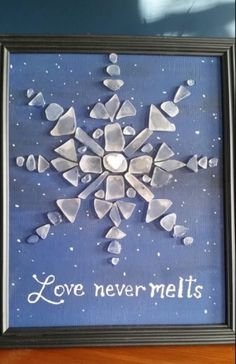 a snowflake with the words love never melts written on it