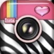 a camera with a pink heart on the top and a rainbow - striped background behind it